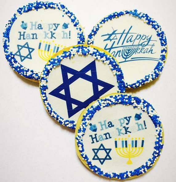 Happy Hanukkah Sugar Cookies With Nonpareils