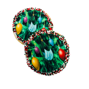 Christmas Ornament Sugar Cookies with Nonpareils