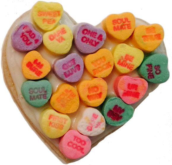 Valentine's Day Conversation Heart Topped Cookies