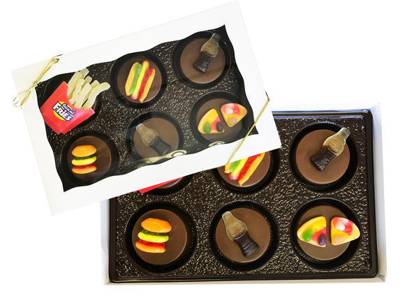 Chocolate Covered Oreos with Candy Junk Food Toppers Gift Box