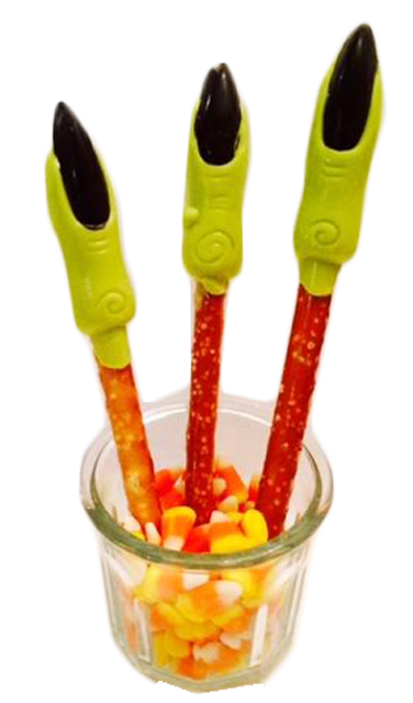 Spooky Witch Finger Chocolate Pretzels