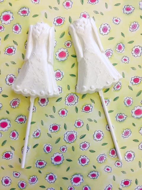 White Chocolate Wedding Dress Lollipops