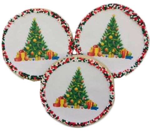 Christmas Tree Sugar Cookies with Nonpareils